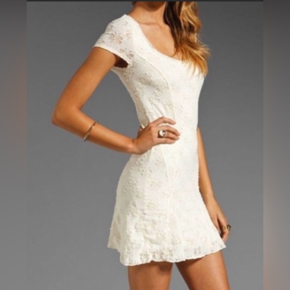 Free People Cream Lace Mini Dress